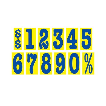 Ez Line 5 1/2" Blue & Yellow Mid-Size Windshield Numbers: 0 Pk 147-0